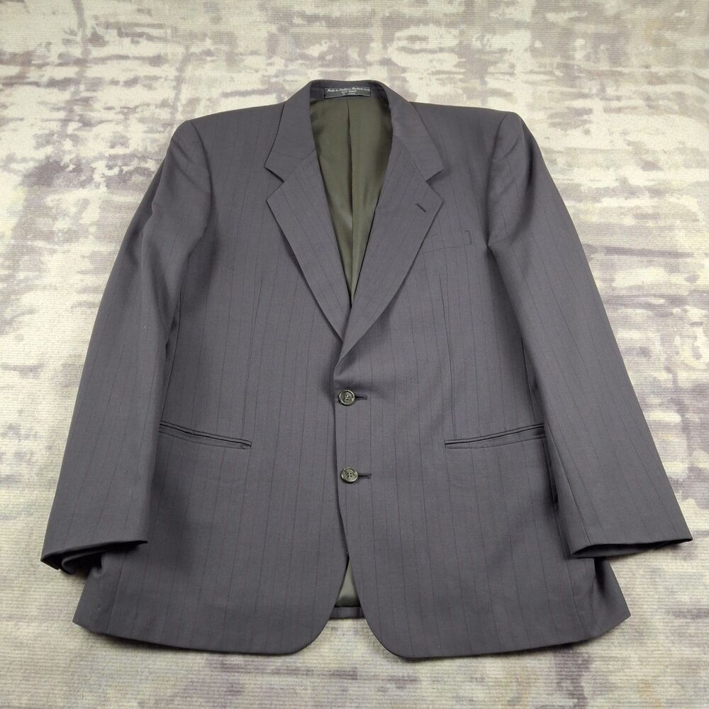 Fratelli Rome New York Mens Suit Jacket Blazer 100% Pure Wool Charcoal Pinstripe
